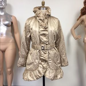 New ! Gold 3/4 “ ruffle coat with belt